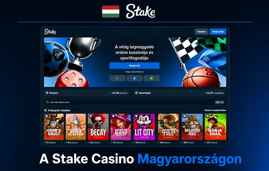 A Stake Casino magyarországi kezdőoldala