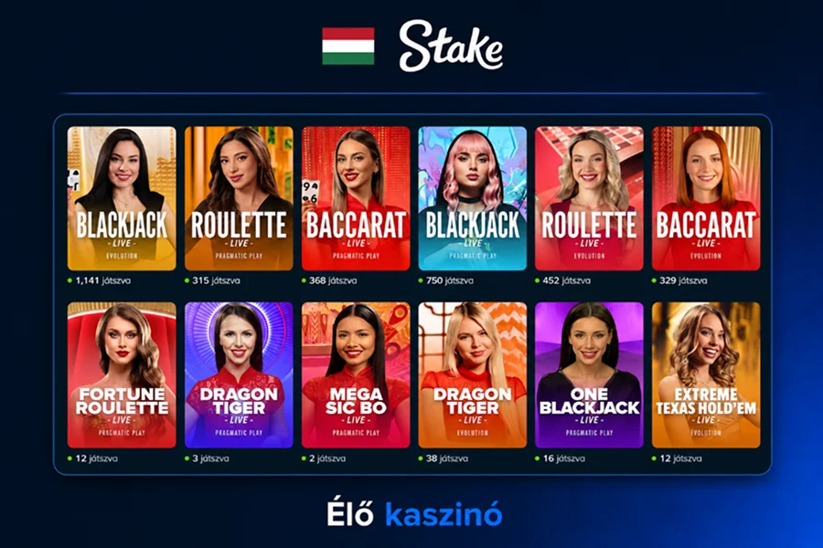 Élő kaszinójátékok a Stake oldalán